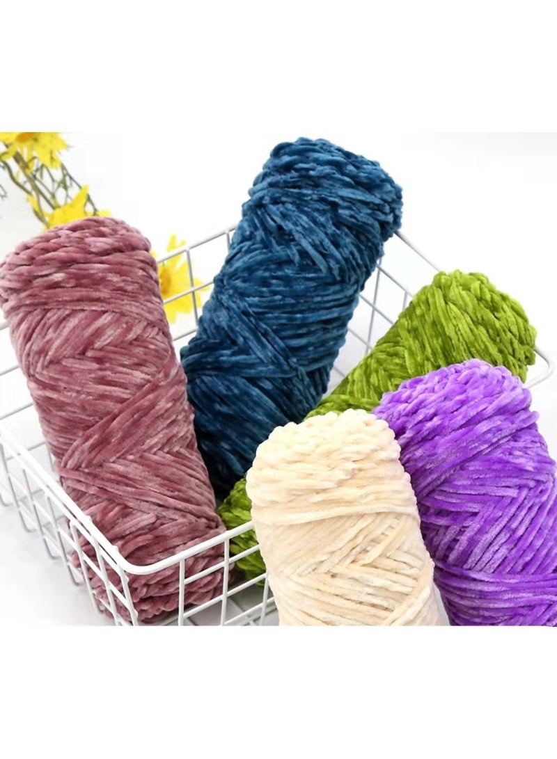 5-Pieces 100g Knitting Crochet Wool Thread Rolls,Soft Knitting Woven Yarn,DIY Hand Knitting Accessories,Randomly Mixed 5 Colours - Image 3