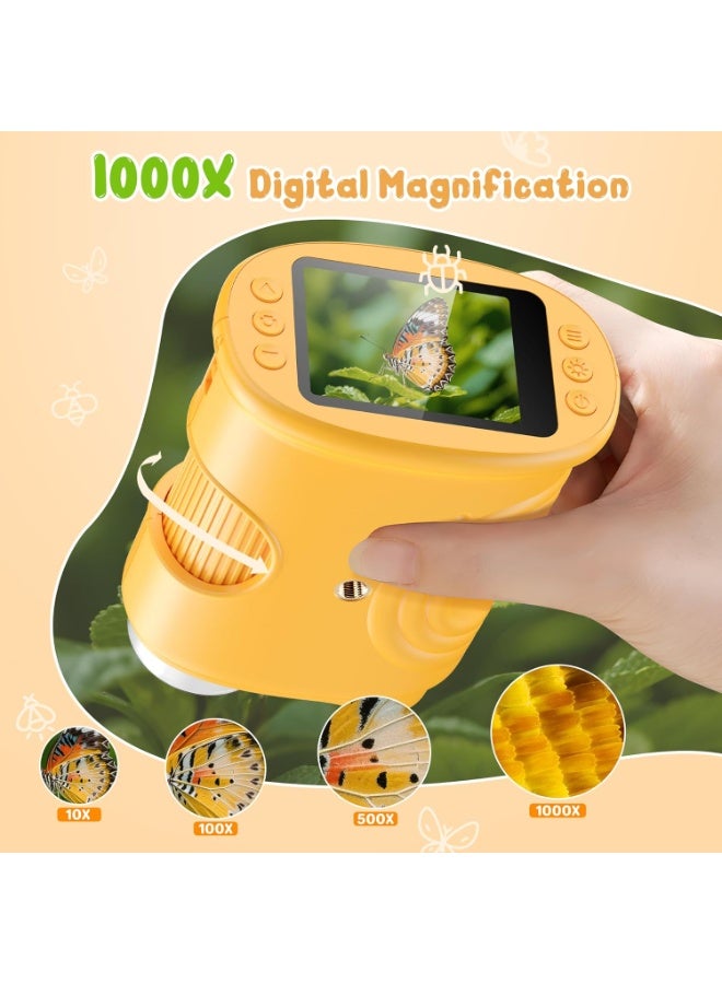 1000 x Portable Children's Microscope Magnifying Glass: Digital Microscope for 2.0 Inch IPS & 8 LED Light – Gift for Girls 4-12 Years, Boy, Girl, Mini Magnifying Glass – Kids Toy - Image 3