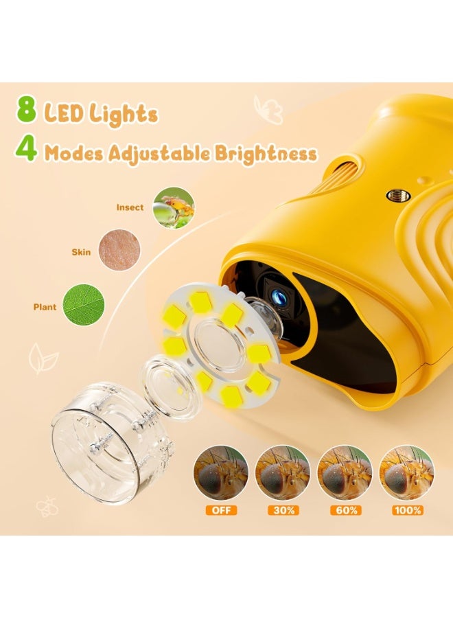 1000 x Portable Children's Microscope Magnifying Glass: Digital Microscope for 2.0 Inch IPS & 8 LED Light – Gift for Girls 4-12 Years, Boy, Girl, Mini Magnifying Glass – Kids Toy - Image 5