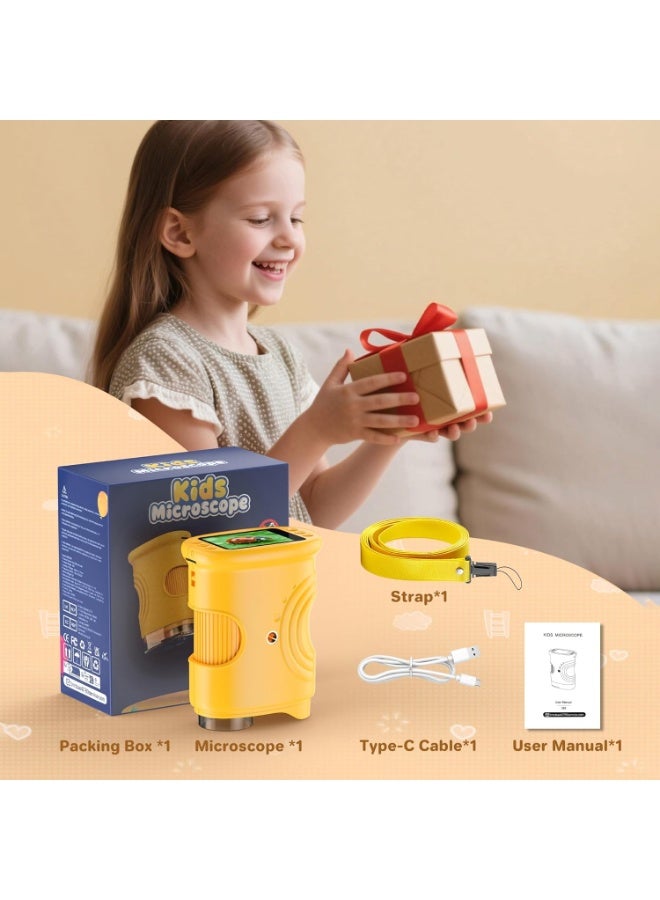 1000 x Portable Children's Microscope Magnifying Glass: Digital Microscope for 2.0 Inch IPS & 8 LED Light – Gift for Girls 4-12 Years, Boy, Girl, Mini Magnifying Glass – Kids Toy - Image 2
