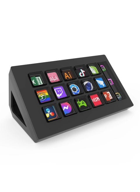 StreamDeck Mini Visual Keyboard LCD Button 15Keys Live Content Creation Controller Custom Button For Windows/MacOS Kryboard Gift(Black)