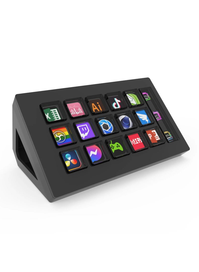 Generic - StreamDeck Mini Visual Keyboard LCD Button 15Keys Live Content Creation Controller Custom Button For Windows/MacOS Kryboard Gift(Black) - Image 1