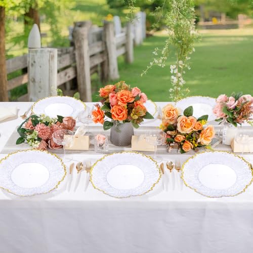 ejonirinjonir 20pcs Clear and Gold Charger Plates Bulk 13inch Plastic Chargers for Dinner Plate Disposable Charger Plates Table Chargers for Wedding,Afternoon Tea,Spring,Mother's Day,Valentine's Day,Easter,Business - Image 4