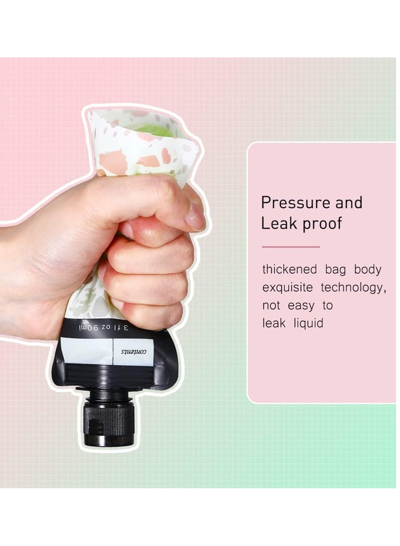 Excefore Leak Proof Empty Squeeze Pouches, 3 oz/18 Pack Refillable Travel Size Containers, Portable Shampoo Liquid Container, TSA Approved Travel Bottles for Toiletries for Lotion Face Cream Hand Soap - Image 5