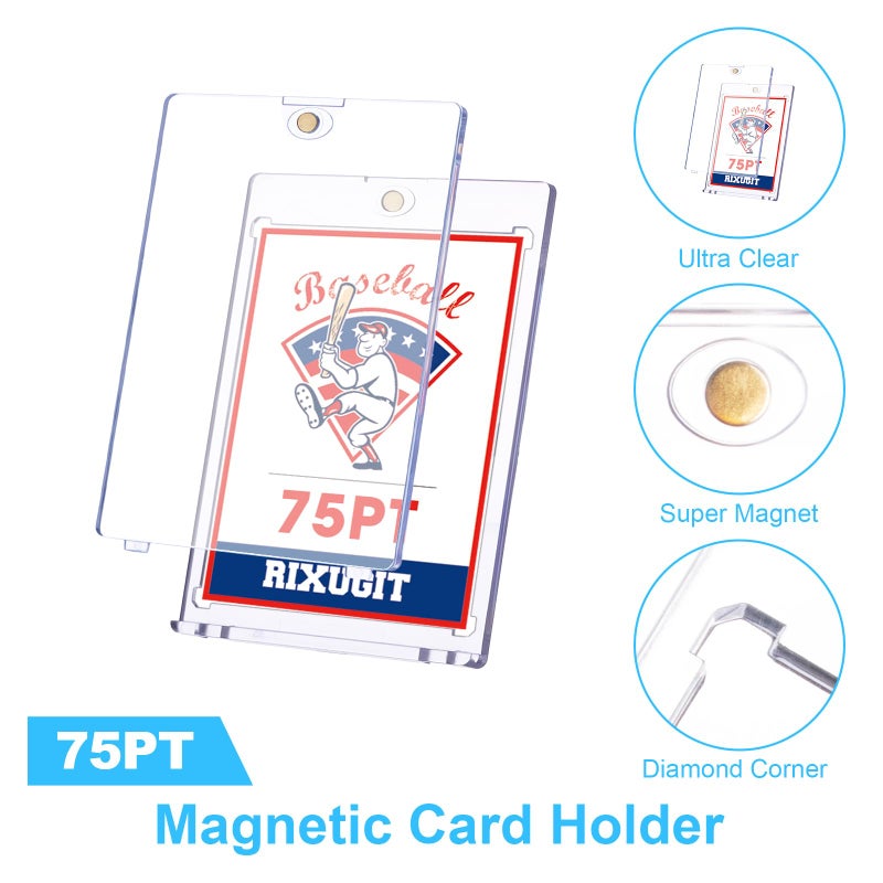 RIXUGIT 20-Pack One Touch Magnetic Card-Holder - 75pt Card Magnetic Case, Magnet Card Holder for Baseball, Football, Basketball, Hockey, Gaming Sports Cards, Trading Cards Collectibles Safe Storage - Image 3