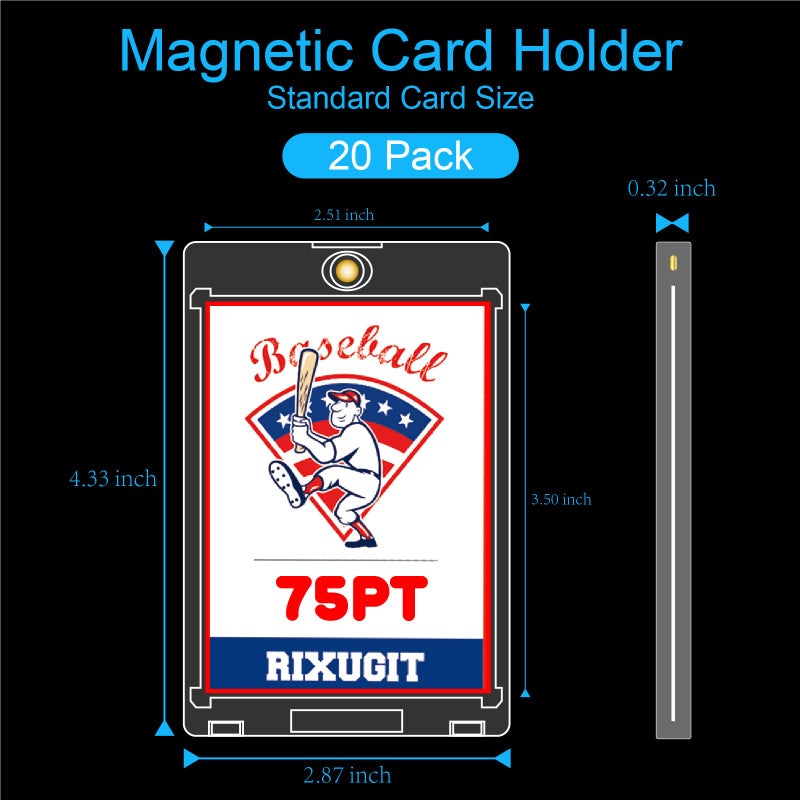 RIXUGIT 20-Pack One Touch Magnetic Card-Holder - 75pt Card Magnetic Case, Magnet Card Holder for Baseball, Football, Basketball, Hockey, Gaming Sports Cards, Trading Cards Collectibles Safe Storage - Image 2