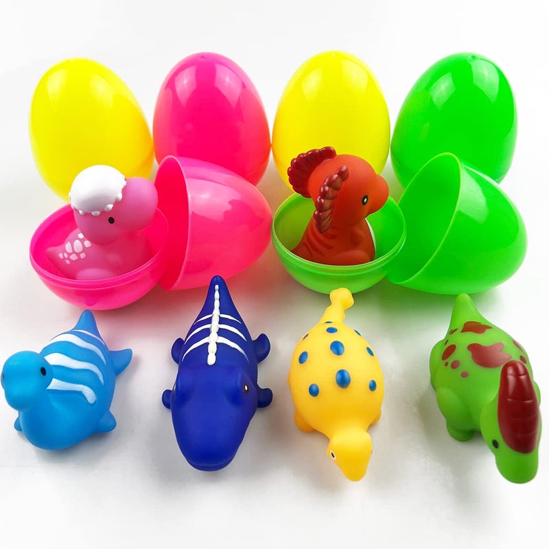 Jofan 6 Pack Prefilled Jumbo Plastic Easter Eggs with Light Up Dinosaur Bath Toys Inside for Kids Boys Girls Toddlers Easter Basket Stuffers Gifts Party Favors - Image 5