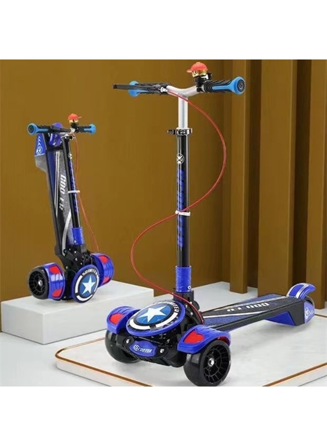 سكوتر أطفال 3 عجلات قابل للطي بعجلات LED مضيئة – مقود قابل للتعديل 3 مستويات – فرامل أمامية وخلفية + جرس – خفيف الوزن لتقوية التوازن - Image 1