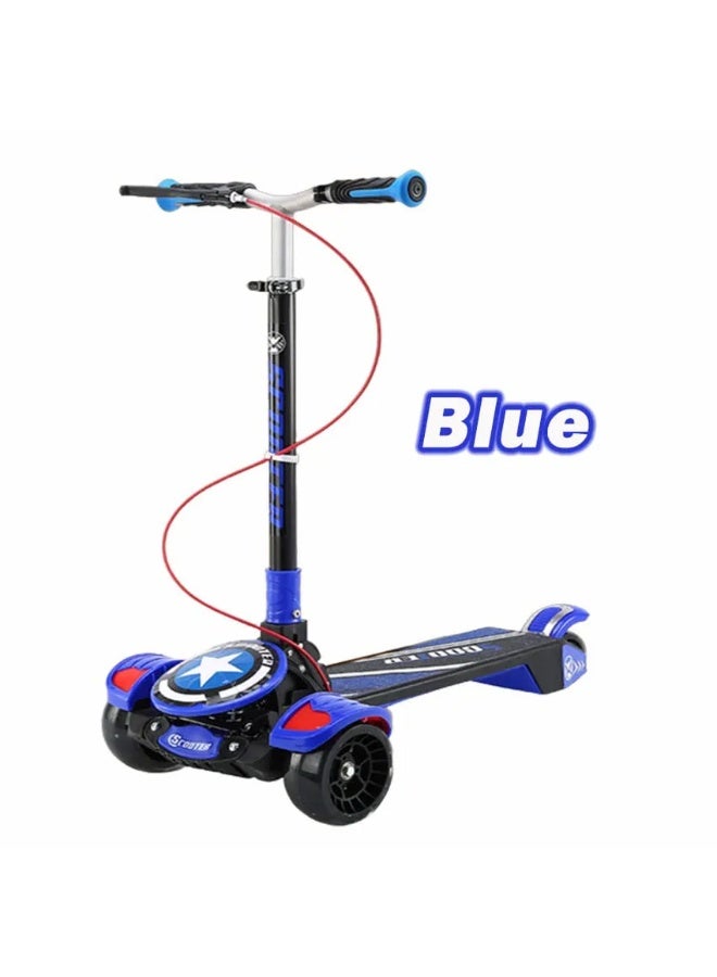 سكوتر أطفال 3 عجلات قابل للطي بعجلات LED مضيئة – مقود قابل للتعديل 3 مستويات – فرامل أمامية وخلفية + جرس – خفيف الوزن لتقوية التوازن - Image 4