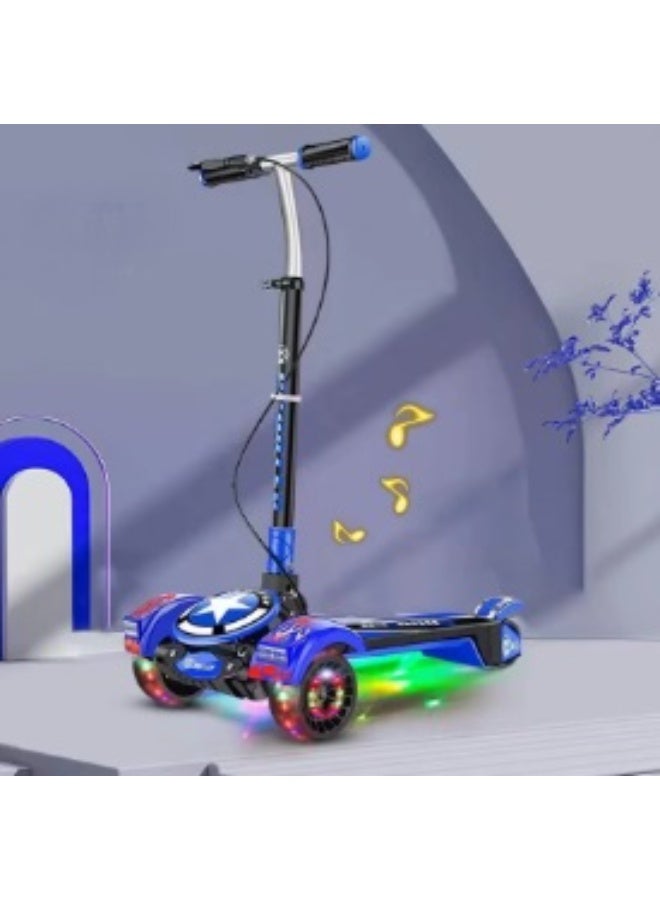 سكوتر أطفال 3 عجلات قابل للطي بعجلات LED مضيئة – مقود قابل للتعديل 3 مستويات – فرامل أمامية وخلفية + جرس – خفيف الوزن لتقوية التوازن - Image 3