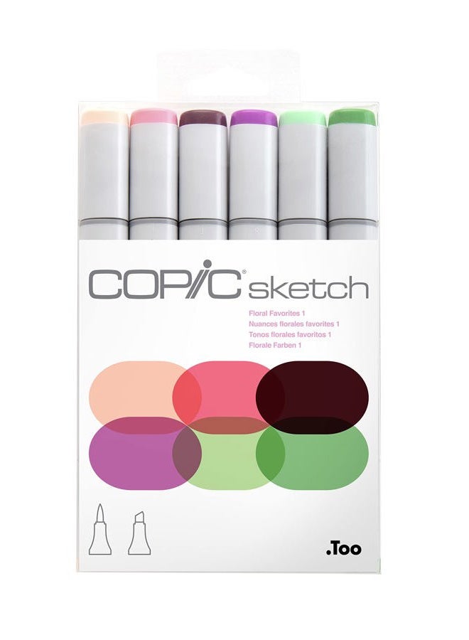 COPIC Sketch, Alcohol Markers, 6pc Set, Floral Favorites 1 - Image 1