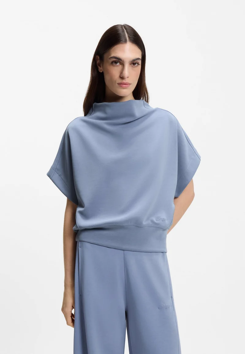 BOSS Short-sleeved sweatshirt with loose high neckline