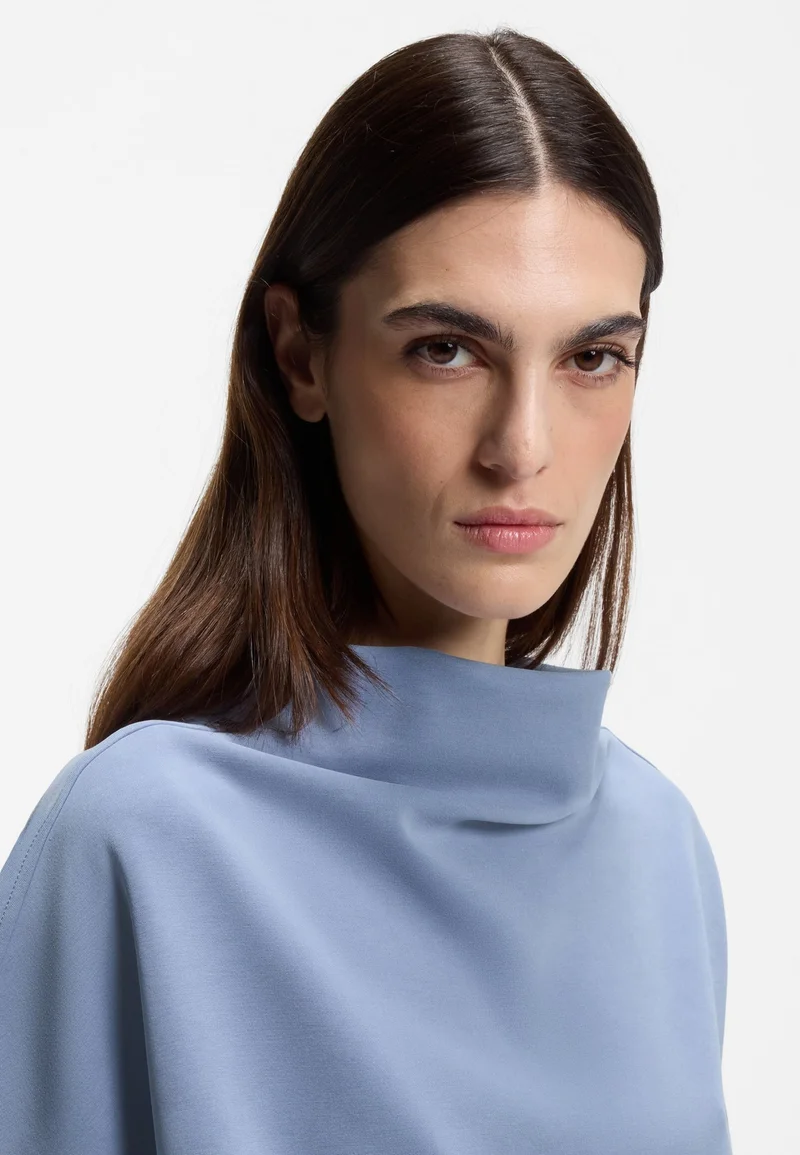 BOSS Blue Short-sleeved sweatshirt with loose high neckline for Women | Best Price UAE