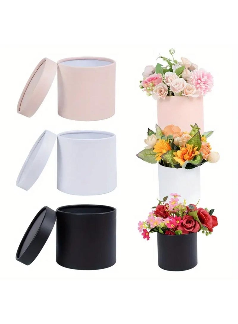 KRONFOL 1 pcs Vintage Floral Vases with Flip-Top Lids - Elegant Round Paper Construction, Sturdy & Lightweight Decorative Vases for Wedding, Birthday, Valentine's, Home, Perfect For Fresh Or Artificial Flowers, Flower Arrangement Container - Image 1