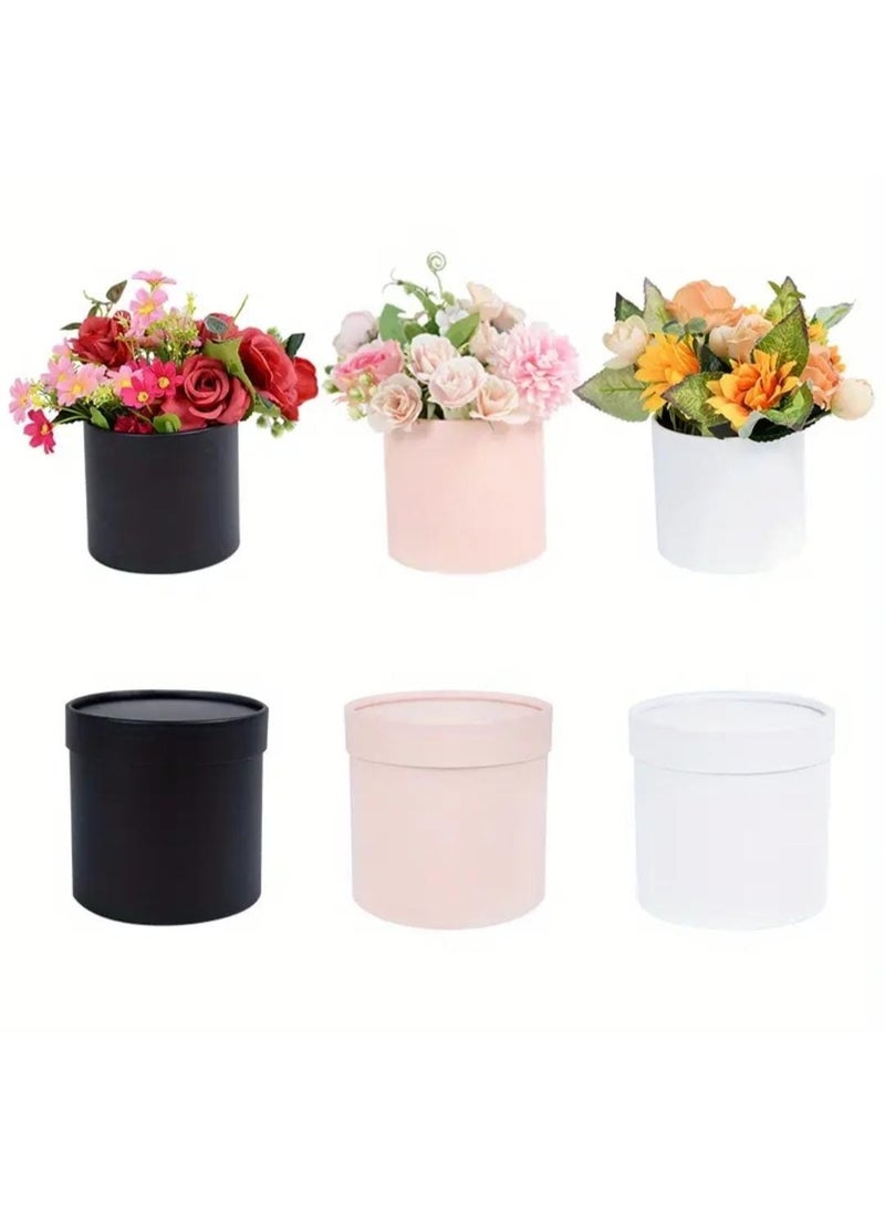KRONFOL 1 pcs Vintage Floral Vases with Flip-Top Lids - Elegant Round Paper Construction, Sturdy & Lightweight Decorative Vases for Wedding, Birthday, Valentine's, Home, Perfect For Fresh Or Artificial Flowers, Flower Arrangement Container - Image 2