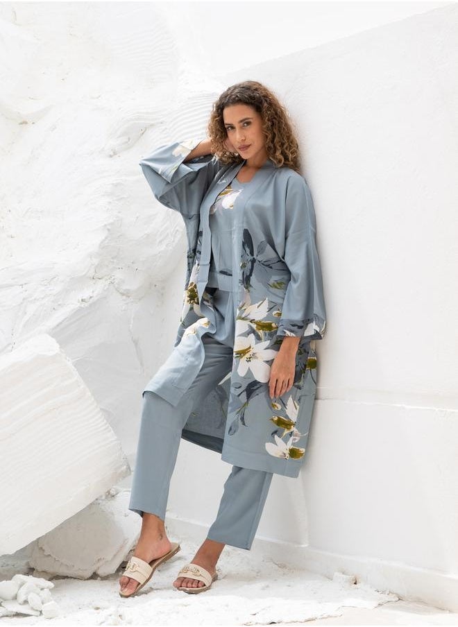 sanskrutihomes Women Printed Top and Trouser with Shrug Co-Ord Set by Styli  - Image 3