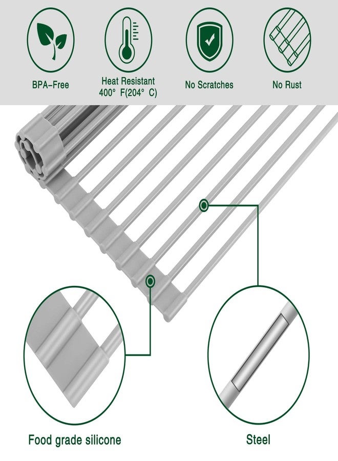 HANZENMA Over The Sink Multipurpose Roll-Up Dish Drying Rack Warm Gray, 17.5" x 13.1 - Image 4