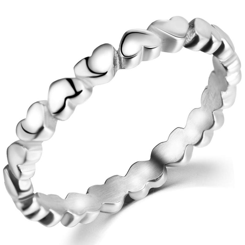 Jude Jewelers Stainless Steel Heart Shaped Classical Simple Plain Stacking Wedding Band Promise Ring (Silver, 8)