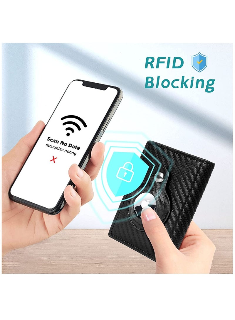 محفظة AirTag للرجال حامل بطاقة RFID  حجب المحفظة الجلدية بعلامة الهواء الذكية مع حامل Apple Airtag - Image 5
