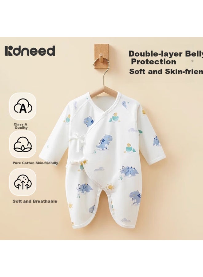 Kidsneed Newborn Baby Cotton Butterfly Romper Spring Autumn Double-layer Belly Protection Jumpsuit Infant Crawling Suit Size 59 - Image 1