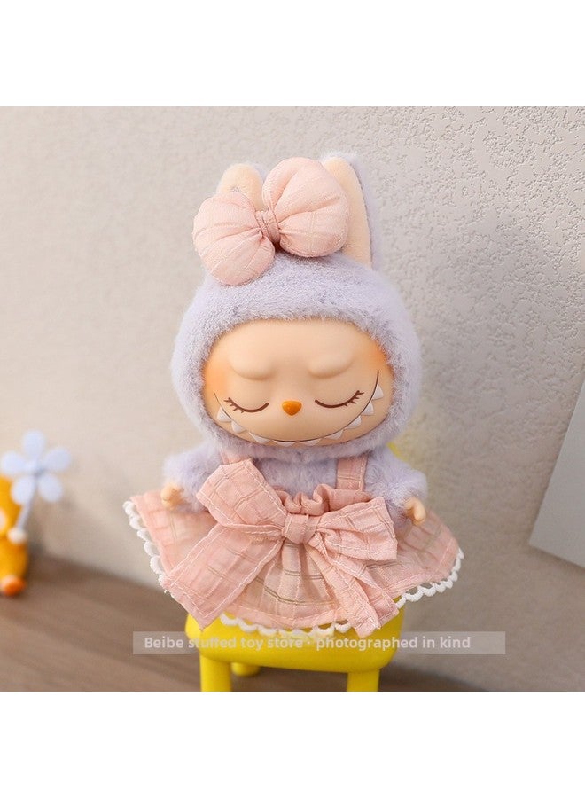 The First And Second Generation Of Macaron Labubu Doll Clothes Plush Vinyl Face Doll Pendant Cloth Sitting Party Series-Specifications:15cm Party Clothes-Color:Green Bear Dress (excluding Baby)  - Image 5