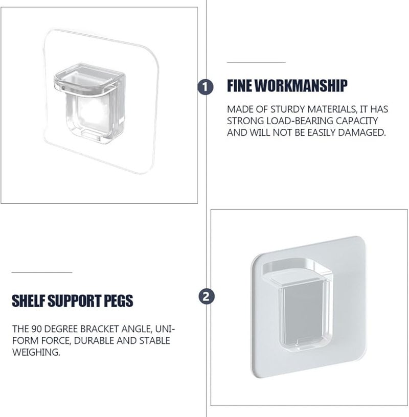 24Pcs ABS Transparent Heavy Duty Shelf Brackets Load Bearing Partition Supports - Image 3