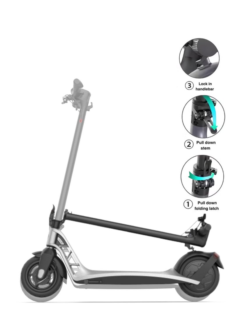 Eagle H10, Foldable Electric Scooter for Adult, 300W, 9 Inch Tyre, 55km Range, 25KM/H Speed,100KG Load, Silver - Image 2