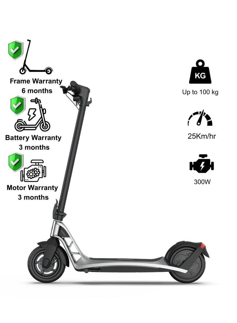 Eagle H10, Foldable Electric Scooter for Adult, 300W, 9 Inch Tyre, 55km Range, 25KM/H Speed,100KG Load, Silver - Image 1