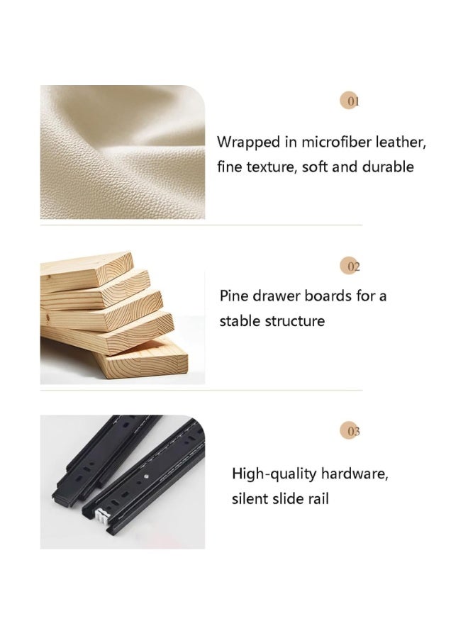 XiuWoo 2-Tier Modern Bedside Table, No installation Night Stand, Nightstand, End Side Table, Bedside Storage Cabinet, Fully Assembled Home Storage Cabinet with Leather Finishing, 2 Wood Drawers - Image 3