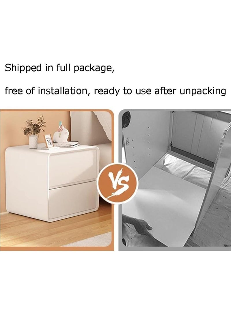 XiuWoo 2-Tier Modern Bedside Table, No installation Night Stand, Nightstand, End Side Table, Bedside Storage Cabinet, Fully Assembled Home Storage Cabinet with Leather Finishing, 2 Wood Drawers - Image 2