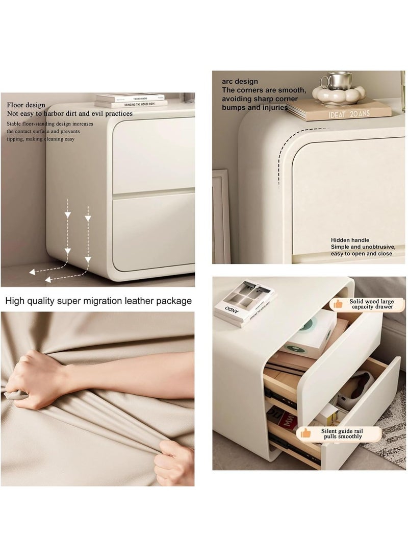 XiuWoo 2-Tier Modern Bedside Table, No installation Night Stand, Nightstand, End Side Table, Bedside Storage Cabinet, Fully Assembled Home Storage Cabinet with Leather Finishing, 2 Wood Drawers - Image 4