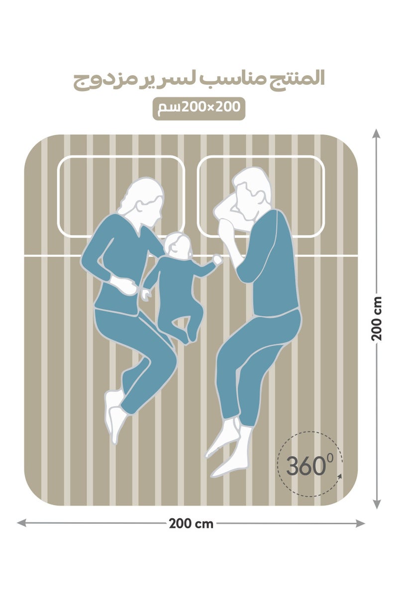 Donetella 3-Piece Striped Bedding Set – Super King Fitted Sheet 200x200+35 cm with All-Around Elastic & 2 Matching Pillowcases - Image 3