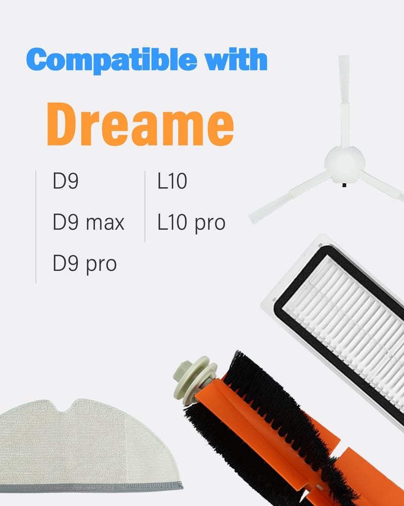 BBT BAMBOOST Replacement Parts fit for Dreame D9,D9 max,D9 pro,L10,L10 pro, Filters Main Rolling Brushes Side Brush Mop Clothes Clearning Pads Accessories(Pack of 13) - Image 2