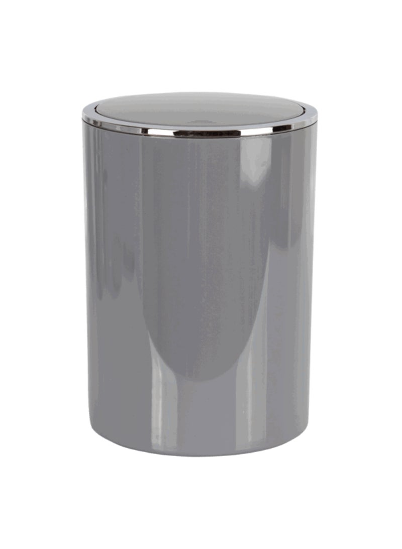 Primanova Lenox Easy to Access Swing Lid Waste Bin Grey and Chrome 6 Liter