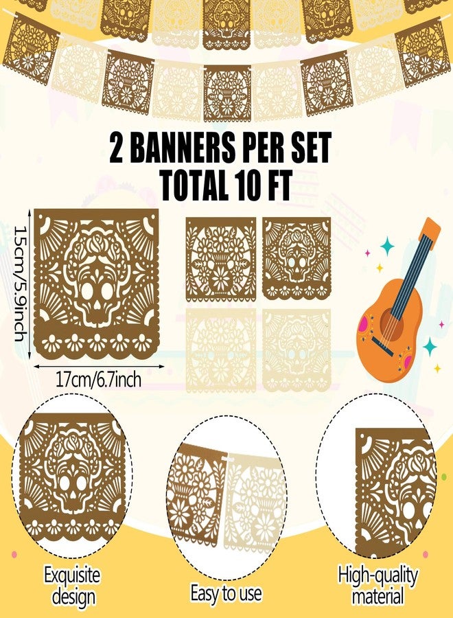 TaoBary 2 Pack Papel Picado Banner Dia De Los Muertos Decor Day of The Dead Ofrenda Altar Decorations Mexican Paper Flag Fiesta Party Decorations Cinco De Mayo Cielito Lindo Theme Decor - Image 2