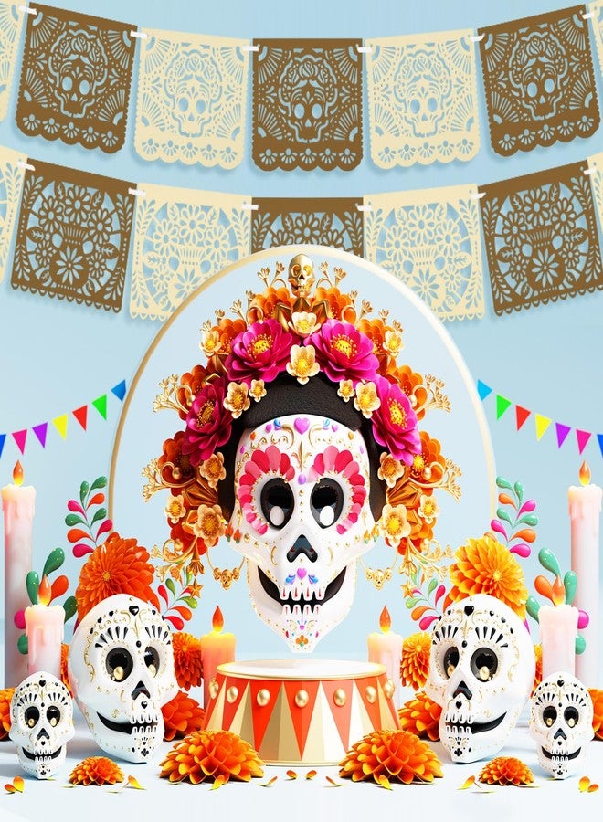 TaoBary 2 Pack Papel Picado Banner Dia De Los Muertos Decor Day of The Dead Ofrenda Altar Decorations Mexican Paper Flag Fiesta Party Decorations Cinco De Mayo Cielito Lindo Theme Decor - Image 3