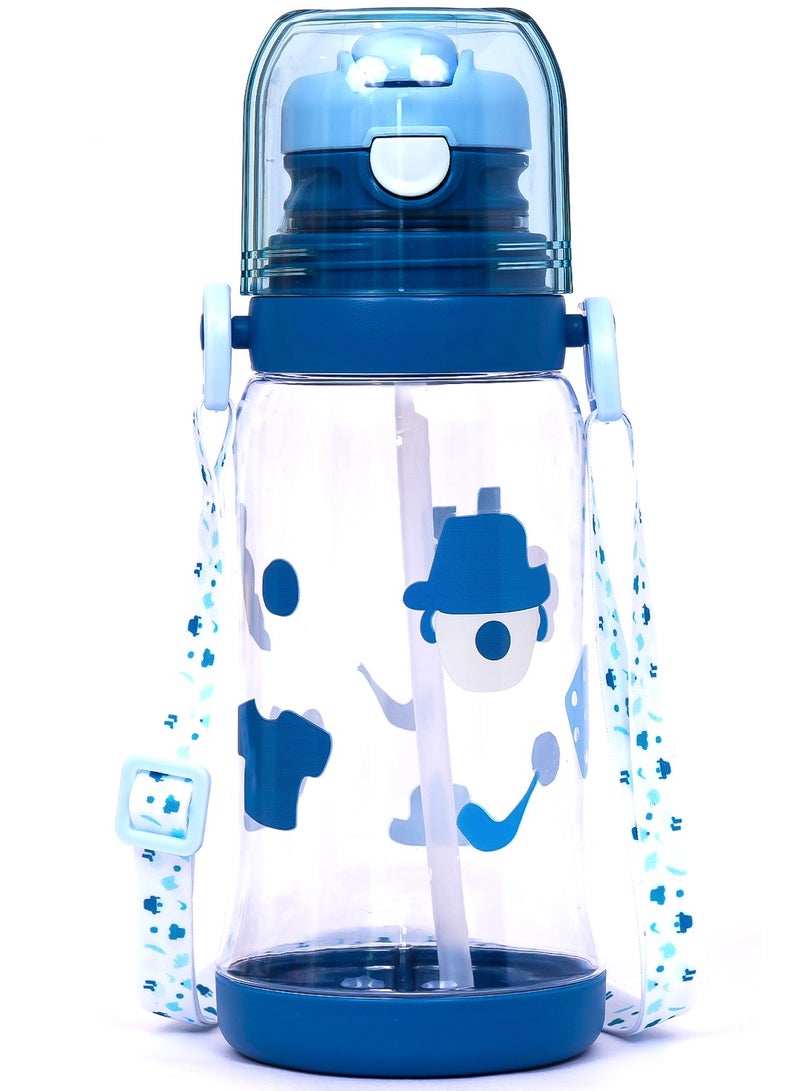 Eazy Kids زجاجة ماء للأطفال Eazy سعة 600 مل مع قشة - زرقاء - Image 1