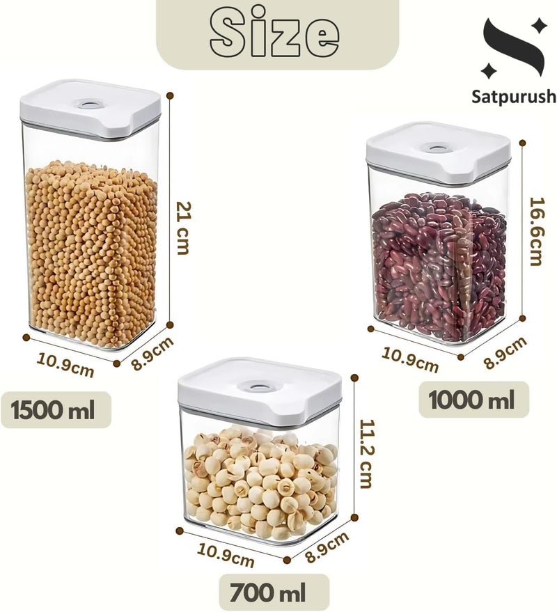Satpurush Plastic Vacuum Fridge Storage Containers - Fridge Organiser Storage Boxes Home-Freezer & Refrigerator Organizer vegetable storage box - 1500ML (2N),700ML (2N),Transparent - Image 3