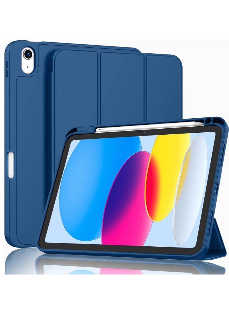 Raxoom iPad 10th Generation Case (10.9 Inch, 2022) â€“ Smart Case with Pencil Holder, Soft TPU Back, Auto Wake/Sleep Support â€“ Navy Blue - Image 1