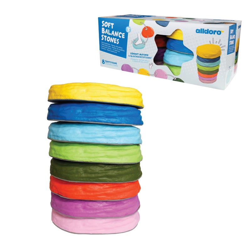 alldoro Soft Balance Stones Set of 8 | Non-Slip Foam Stepping Stones | 18x15cm | Stackable | Balance Training Toy for Kids Age 3+ - Image 1