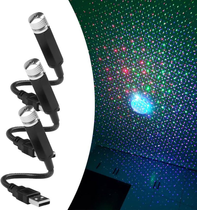 كلاراكو مصباح إسقاط صغير ليد للنجوم الليلية، مصباح إسقاط صغير ليد بمنفذ USB للنجوم الليلية، مواصفات سطوع عالية (أزرق + أحمر + أخضر 3 قطع) - Image 1