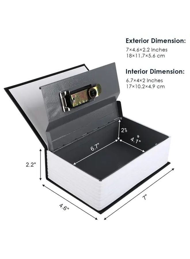 Black Small Book Safe With Password Lock Metal Cash Storage Box Gift - Image 3