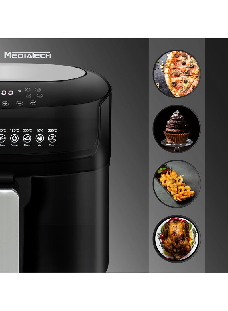 Mediatech Air Fryer | 1800W | 7.2L Basket | Touch Control | Rapid Air Convection Fan | Detachable Non-Stick Drawer & Basket | 40-200 degC | MT-AF2000 - Image 2
