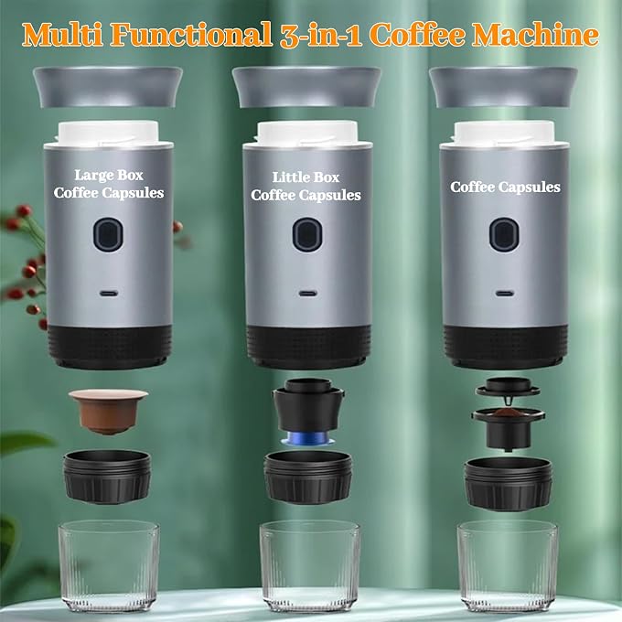 Portable Coffee Maker Espresso Machine for Camping Travel Nano Home Office Gym Car Coffee Maker, Self Heating & USB-C Rechargable - Image 3