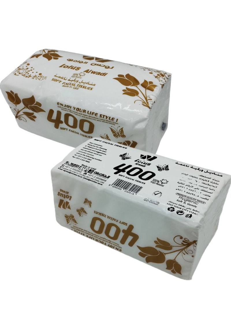 Lotus Alwadi 400 Sheet, Super Soft Facial Tissue, 2-Ply, 4 Packs per Bundle (Total of 2000 Tissues) - Lotus Alwadi - Image 5
