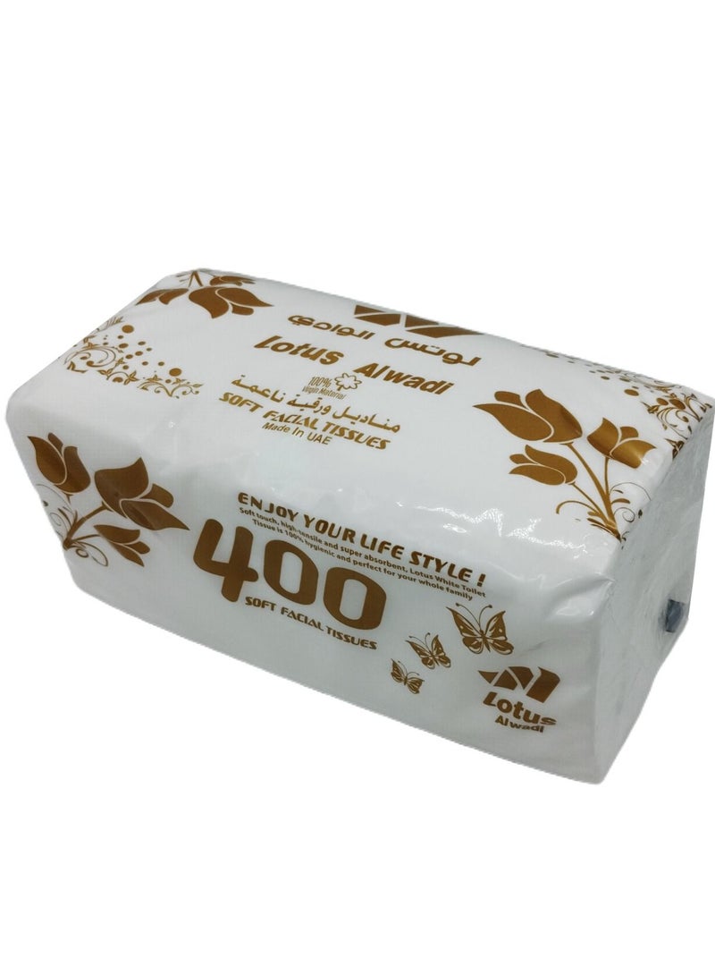 Lotus Alwadi 400 Sheet, Super Soft Facial Tissue, 2-Ply, 4 Packs per Bundle (Total of 2000 Tissues) - Lotus Alwadi - Image 3
