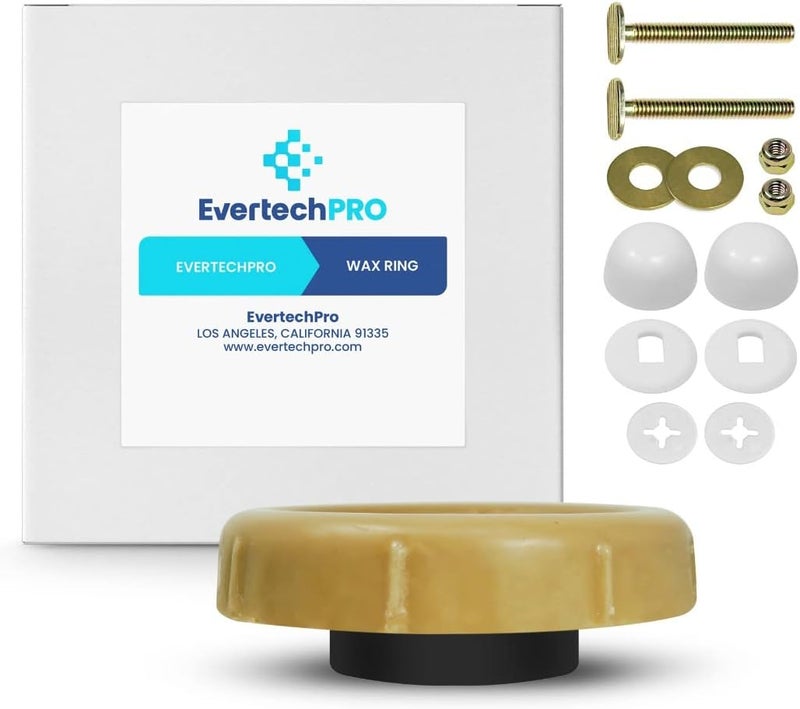 EVERTECHPRO Universal Extra Thick Toilet Wax Ring Replacement Kit for Floor Outlet Toilet Bowl with Black Rubber Flange Funnel Water Tight Seal Gasket Accommodates 3 Inch and 4 Inch Waste Lines - Image 1