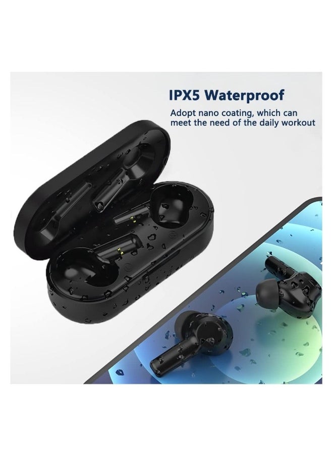 Generic - Wireless Earphones Bluetooth 5 Earbuds In Ear Stereo Sound TWS Headphones Touch Control Headset with Mic IPX5 Waterproof Premium Secure Fit for Sport Workouts and Running Black - Image 1