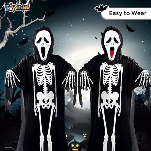 Toyshine Black Cosplay Scary Ghost Bhoot Skeleton Halloween Costume Fun Entertaining Fancy Dress Theme Party Props For Kids Boys Girls,5-9yrs - Image 5