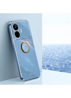 HuHa Case Cover For Realme GT Neo5 SE XINLI Straight Edge 6D Electroplate TPU Phone Case with Ring Holder Celestial Blue 